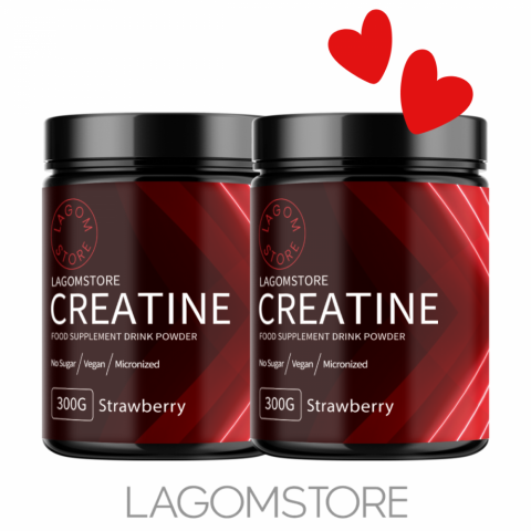 Levnější v balíčku Lagomstore Creatine Monohydrate Jahoda 300 g – ochucený kreatin pro zlepšení sportovního výkonu